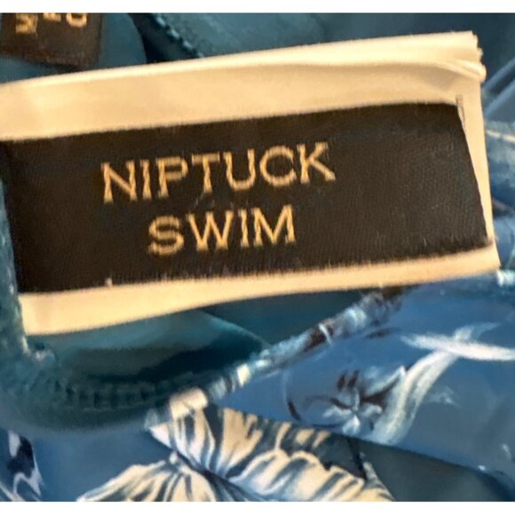 NipTuck Swimsuit Womens Floral Blue One Piece With Ruched Detail US Size 8 - Picture 7 of 10